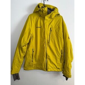 Mammut Drytech Ski Jacket Waterproof Windproof Hooded Mens L Yellow